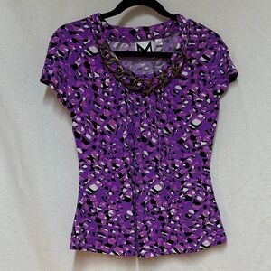 Marc Bouwer Vibrant Purple Patterned Blouse
